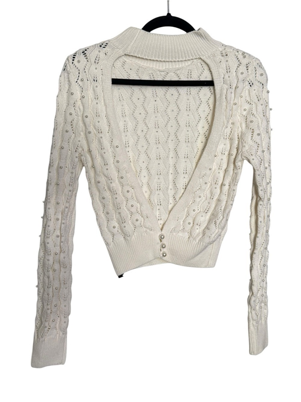 Commense Backless Pearl-Embellished Knit Sweater - Picture 5 of 8